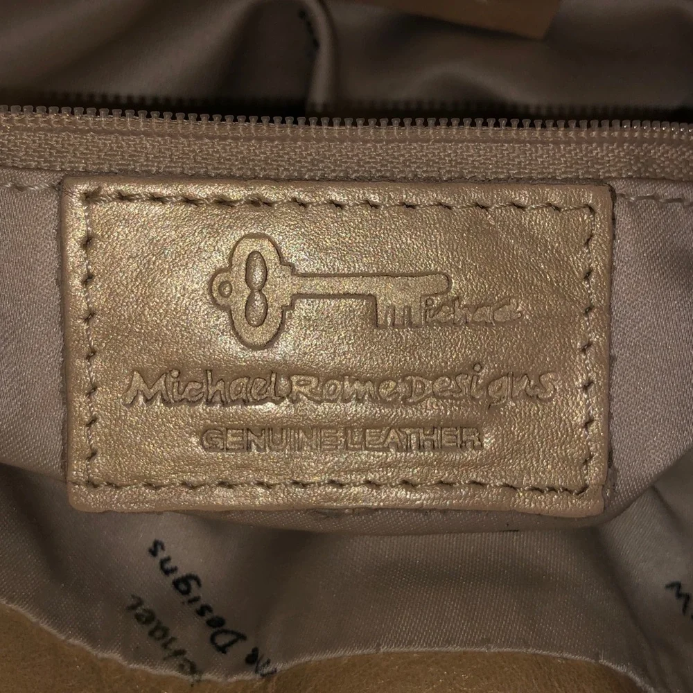 MUST GO PRICING Michael Rome Italian Leather Gold Snap Top Bag